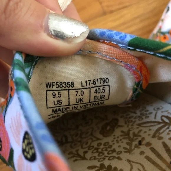 Rifle Paper Co x Keds : Womens Blue Floral Champion Lace Up Sneakers - Size 9.5 - Picture 4 of 4